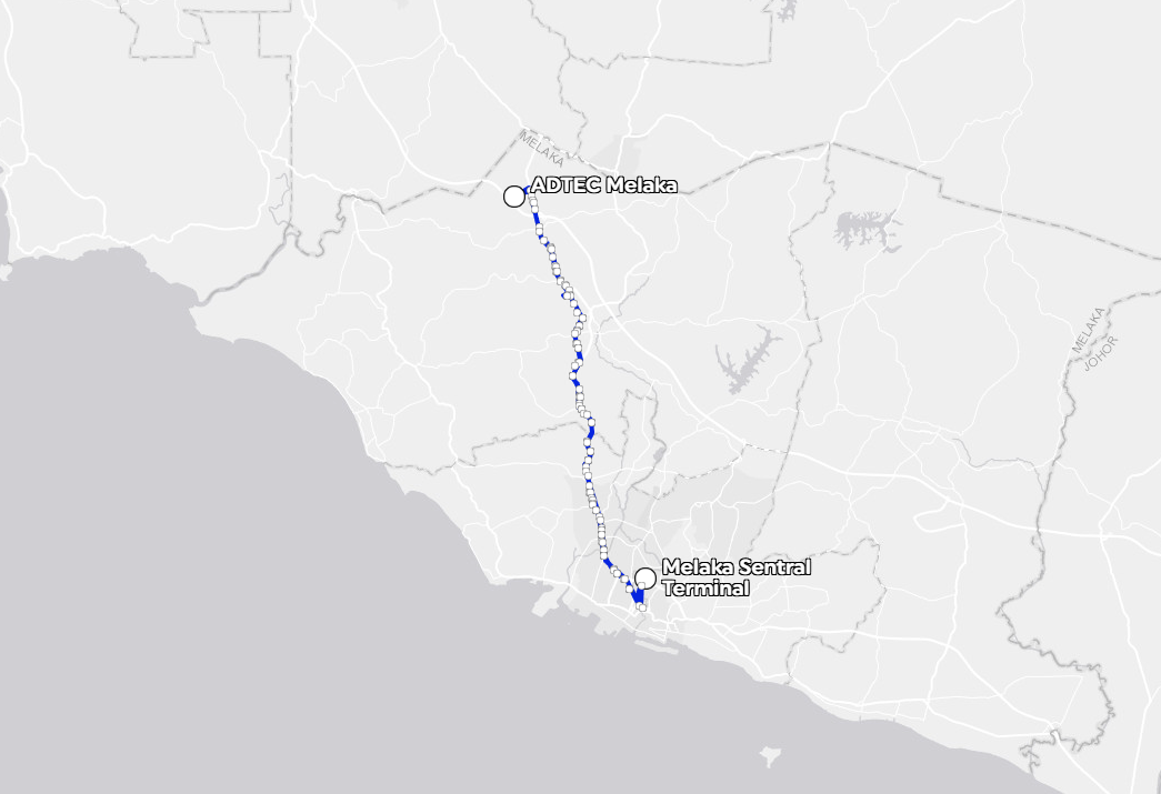 BAS.MY Melaka M22 Overview Route Map